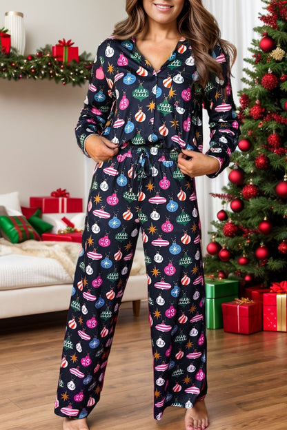 Black Christmas Ornament Pajama/Loungewear Set