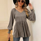 V-Neck Lantern Sleeve Blouse