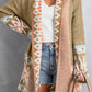 Geometric Open Front Long Sleeve Cardigan