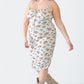 Plus Size Ruched Floral Square Neck Cami Dress