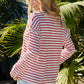 Striped Half Button Frill Trim Top