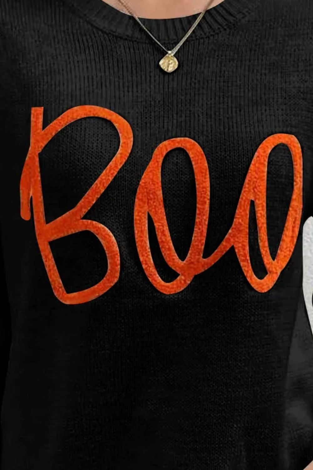 BOO Round Neck Long Sleeve Sweater