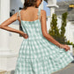 Plaid Tie-Shoulder Sleeveless Tiered Dress