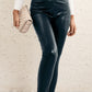 PU High Waist Straight Pants