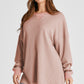 Waffle-Knit Long Sleeve Sweatshirt