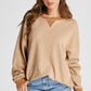 Waffle-Knit Long Sleeve Sweatshirt