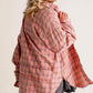 Exposed Seam Plaid Collared Neck Long Sleeve Shirt