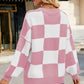 Checkered Round Neck Long Sleeve Sweater