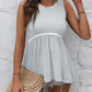 Striped Lace Trim Round Neck Tank