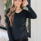 Alpine Raw Edge Long Sleeve Tee in Charcoal