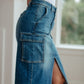 Always Be There Cargo Denim Skirt