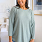 Austin Waffle Knit Basic Top In Sage