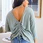 Austin Waffle Knit Basic Top In Sage