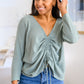 Austin Waffle Knit Basic Top In Sage