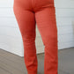 Autumn Mid Rise Slim Bootcut Jeans in Terracotta