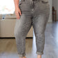 Charlotte High Rise Stone Wash Slim Jeans in Gray