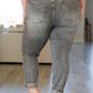 Charlotte High Rise Stone Wash Slim Jeans in Gray