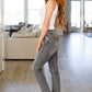 Charlotte High Rise Stone Wash Slim Jeans in Gray