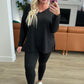 Buttery Soft V-Neck Long Sleeve Loungewear Set in Black