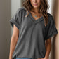 Textured V-Neck Short Sleeve Top