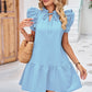 Tie Neck Ruffle Hem Dress