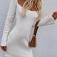 Tie Back Square Neck Long Sleeve Sweater Dress