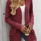 Open Front Long Sleeve Ribbed Cardigan