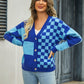 Plaid V-Neck Dropped Shoulder Cardigan