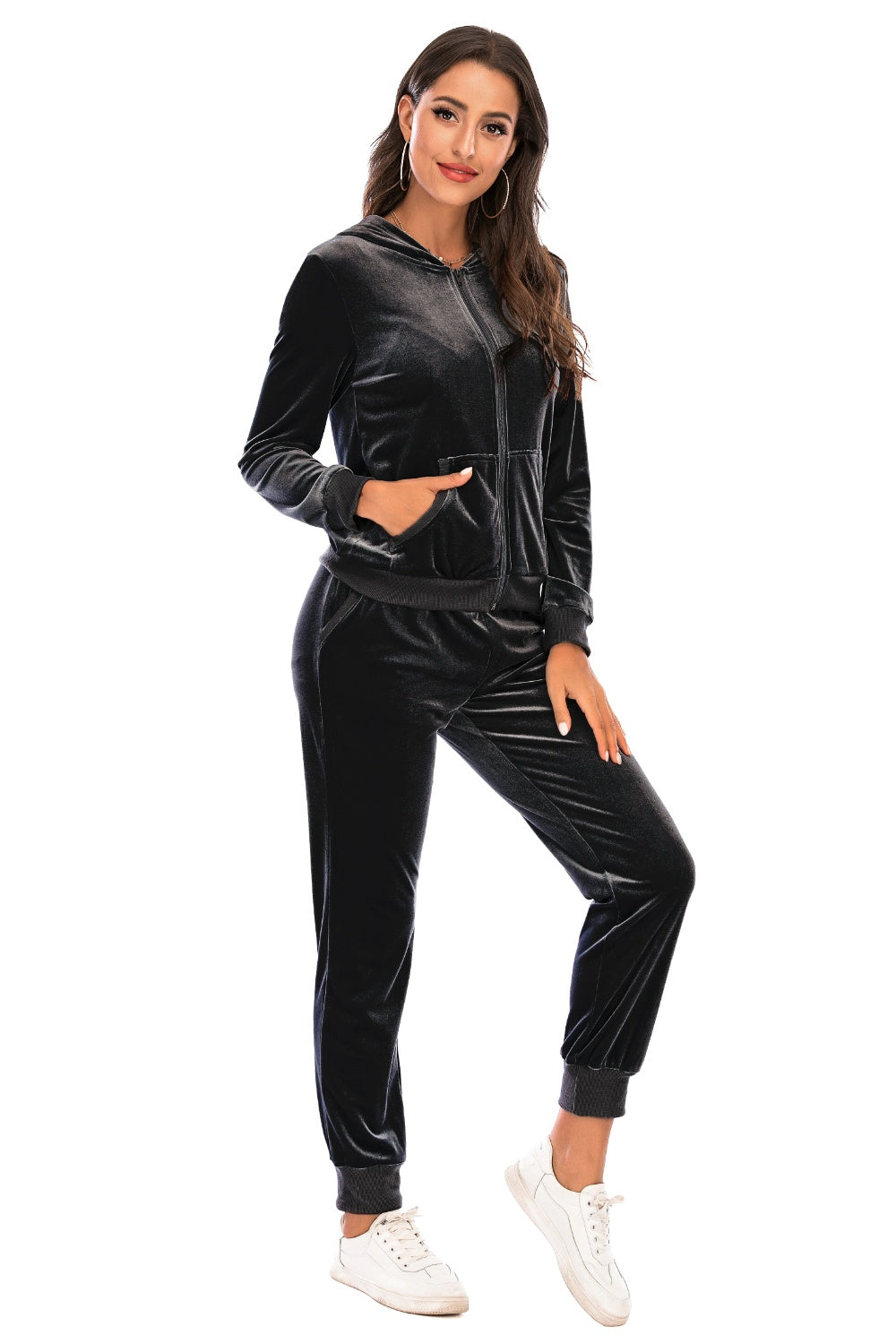 Zip-Up Hooded Jacket & Pants Set