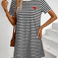 Striped Round Neck Short Sleeve Dress