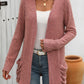 Open Front Long Sleeve Ribbed Cardigan