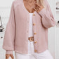 V-Neck Button Up Raglan Sleeve Cardigan