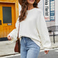 Round Neck Ribbed Trim Sweater