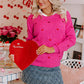 Heart Round Neck Long Sleeve Sweater