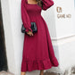 Smocked Ruffle Hem Flounce Sleeve Dress