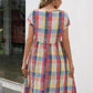 Plaid Round Neck Cap Sleeve Dress