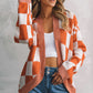 Plaid Open Front Dropped Shoulder Cardigan