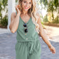 Scoop Neck Wide Strap Romper with Pockets