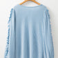 Frill Texture Round Neck Long Sleeve Sweatshirt