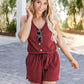 Scoop Neck Wide Strap Romper with Pockets