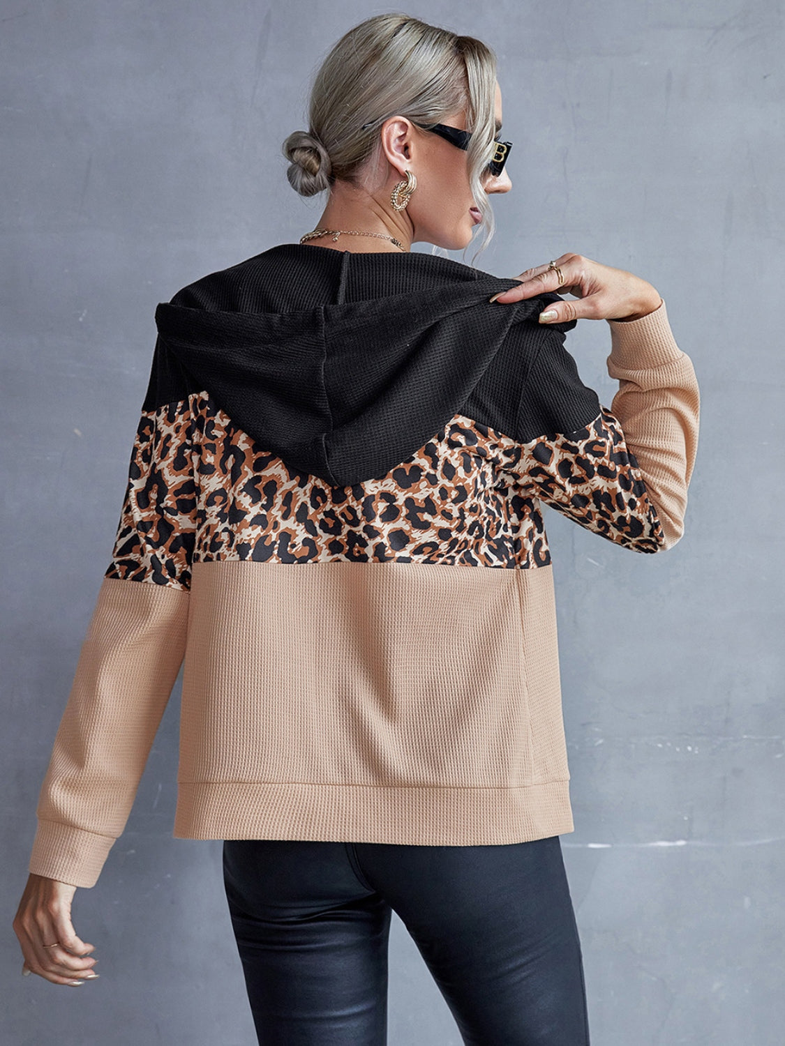 Leopard Zip Up Hooded Jacket