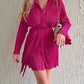 Tied Button Up Long Sleeve Dress