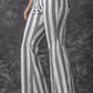 Raw Hem Star Applique Striped Jeans