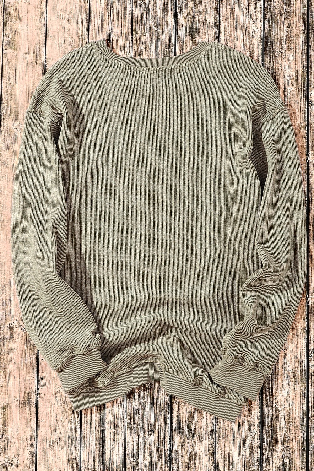 Round Neck Ribbed Sweatshirt