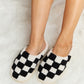 Melody Checkered Print Plush Slide Slippers