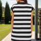 Striped Round Neck Cap Sleeve Mini Dress