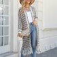 Multicolored Open Front Fringe Hem Cardigan