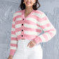 Striped Button Up Cropped Cardigan