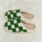 Melody Checkered Print Plush Slide Slippers