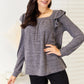 Double Take Square Neck Ruffle Shoulder Long Sleeve T-Shirt